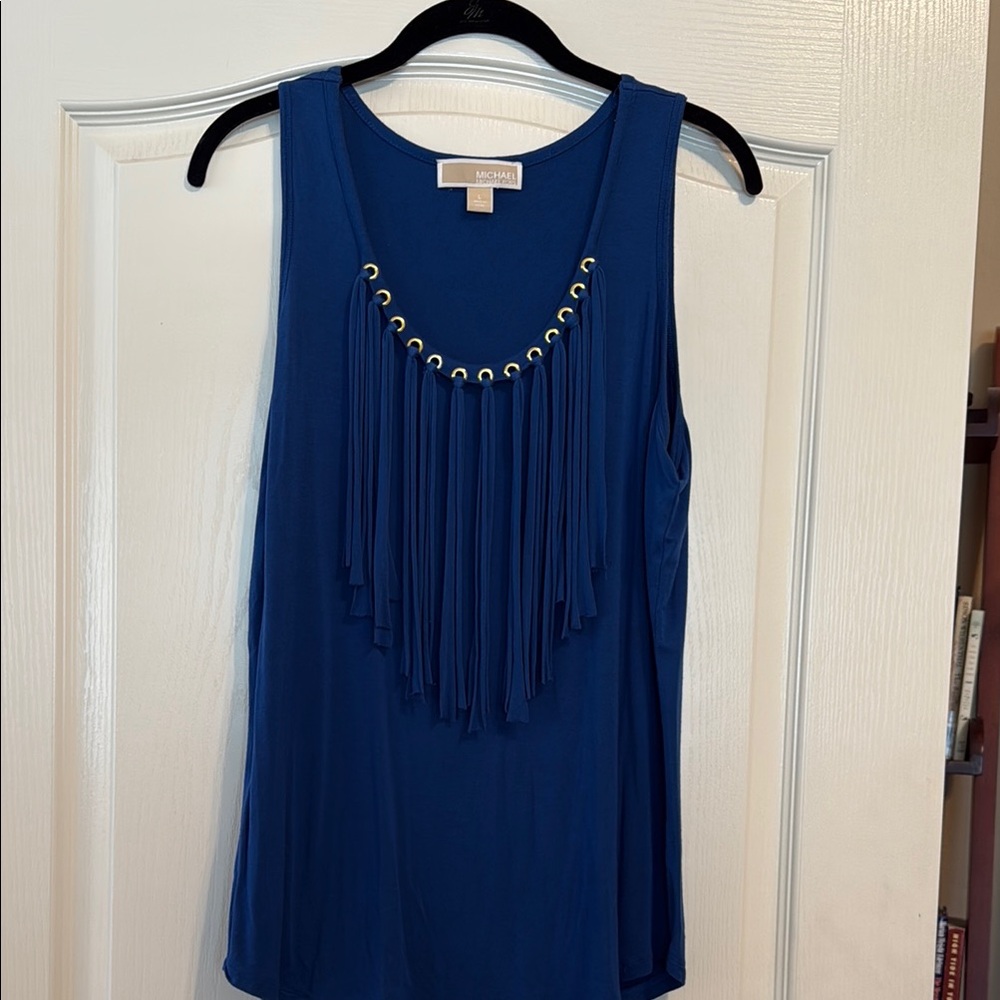 Michael Kors Blue Embellished Tank Top